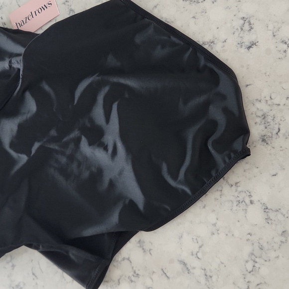 Black One-Shoulder Ruffle Swimsuit - Picture 10 of 14